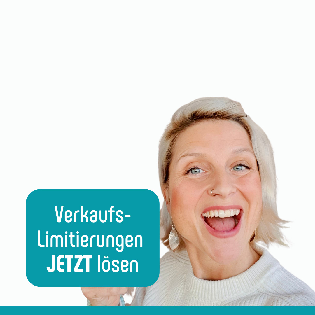 Annika lacht in die Kamera. Mit Banner: Verkaufslimiterungen lösen.